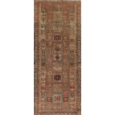 Animals Tribal Meshkin Persian Vintage Runner Rug Handmade Wool Carpet - 3'9"x 10'9"