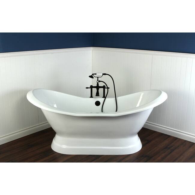 Kingston Brass Aqua Eden 72-1/16" Free Standing Cast Iron Soaker