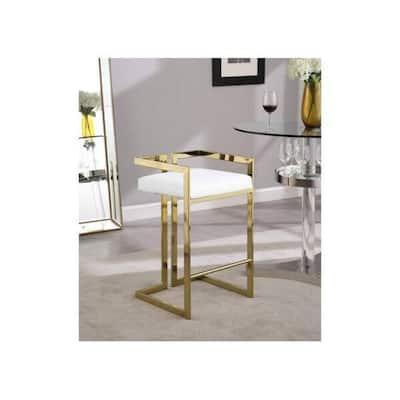 Harvey Square Back Gold Modern Stool (Set of 3)