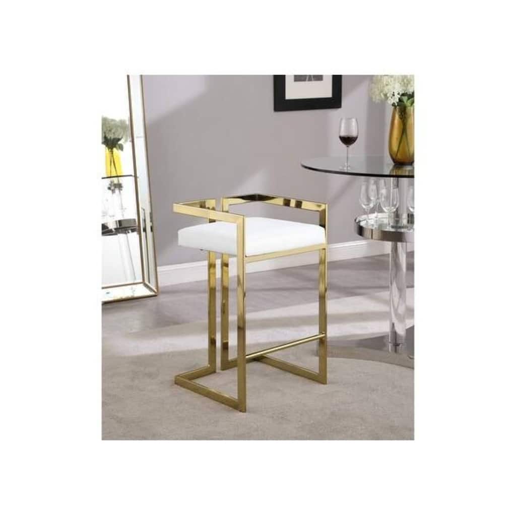 Harvey Square Back Gold Modern Stool (Set of 3)