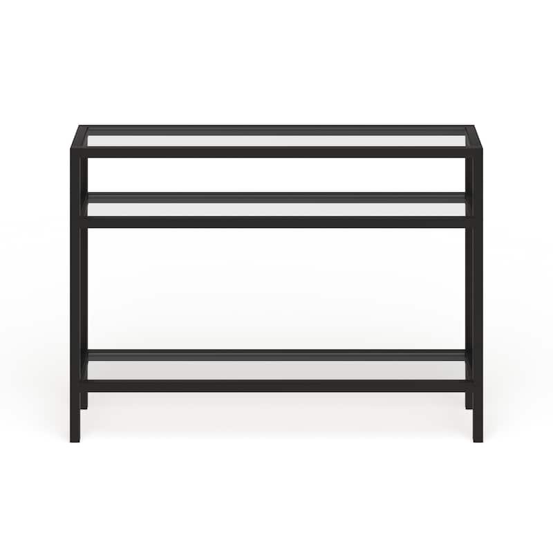 Sivil Rectangular Contemporary Metal/Glass Console Table in Blackened Bronze