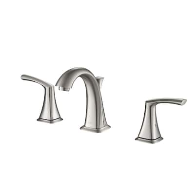 8-inch Widespread Solid Brass Double Handle Faucet with Water Hose