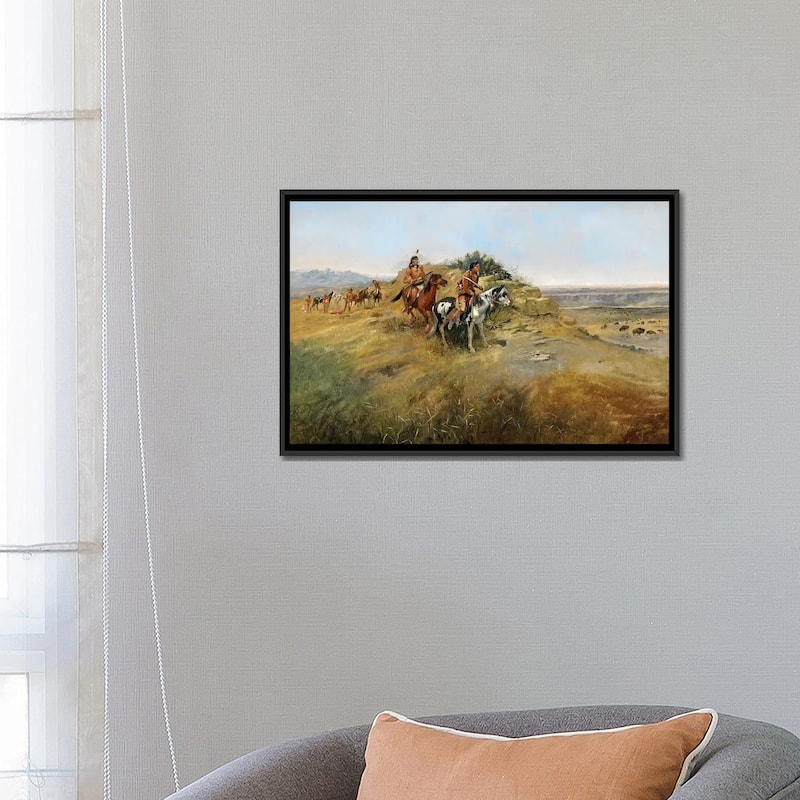 iCanvas "Buffalo Hunt, 1891" by Charles Marion Russell Framed Canvas Print