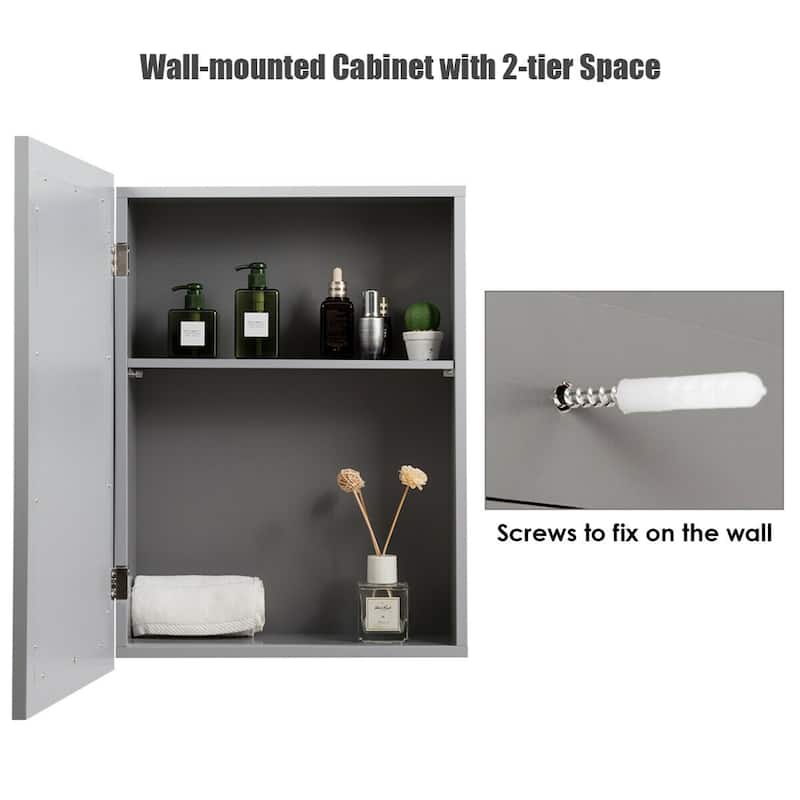 Gymax Mirrored Medicine Cabinet Wall-Mounted Bathroom Storage - See Details