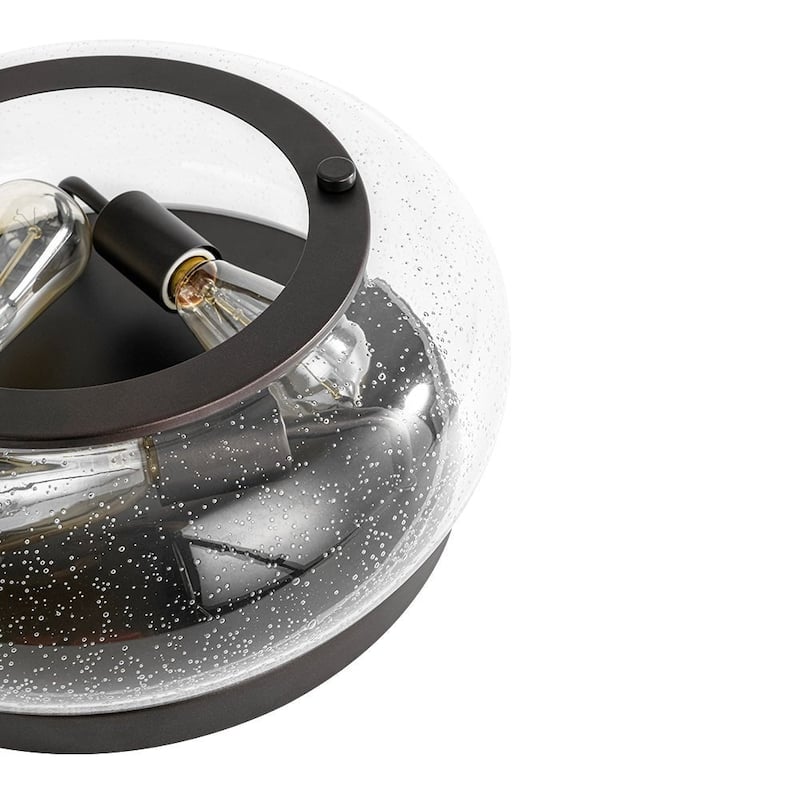 Oil Rubbed Bronze 3-Light Round Glass Flush Mount Ceiling Light