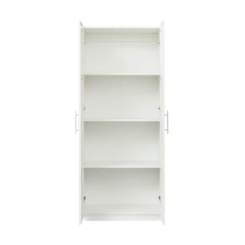High Family Wardrobe with 2 Doors(Natural and White without Drawers)