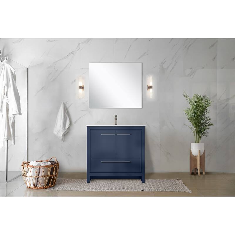 Lafarre Bath Vanity with Quartz Top, Sink, Mirror and Chrome Faucet