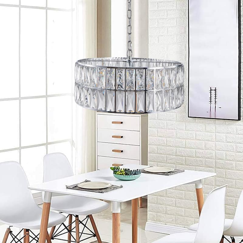 Crystal Chandeliers, 5-Tier Round Flush Mount Chandelier Light Fixture, Contemporary Ceiling Lighting