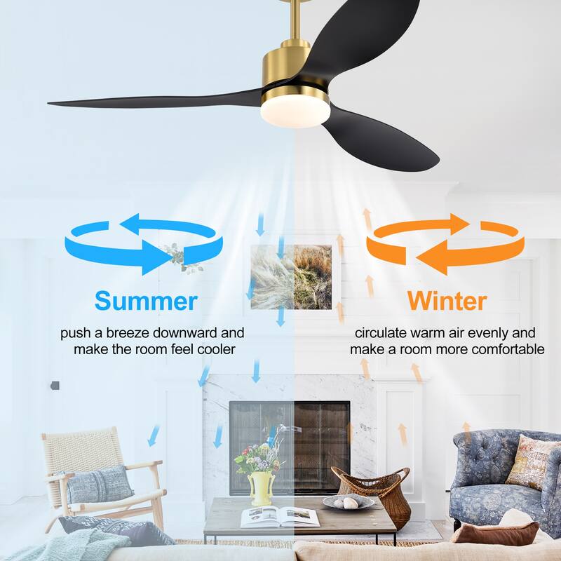 52-inch Ceiling Fans with LED Light Remote and Downrod(3-Blade)