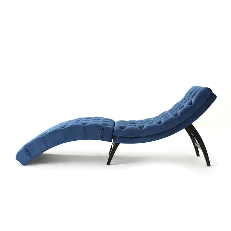 Roomfitters Tufted Velvet Chaise Lounge, Modern Recliner with Arched Back and Wooden Legs
