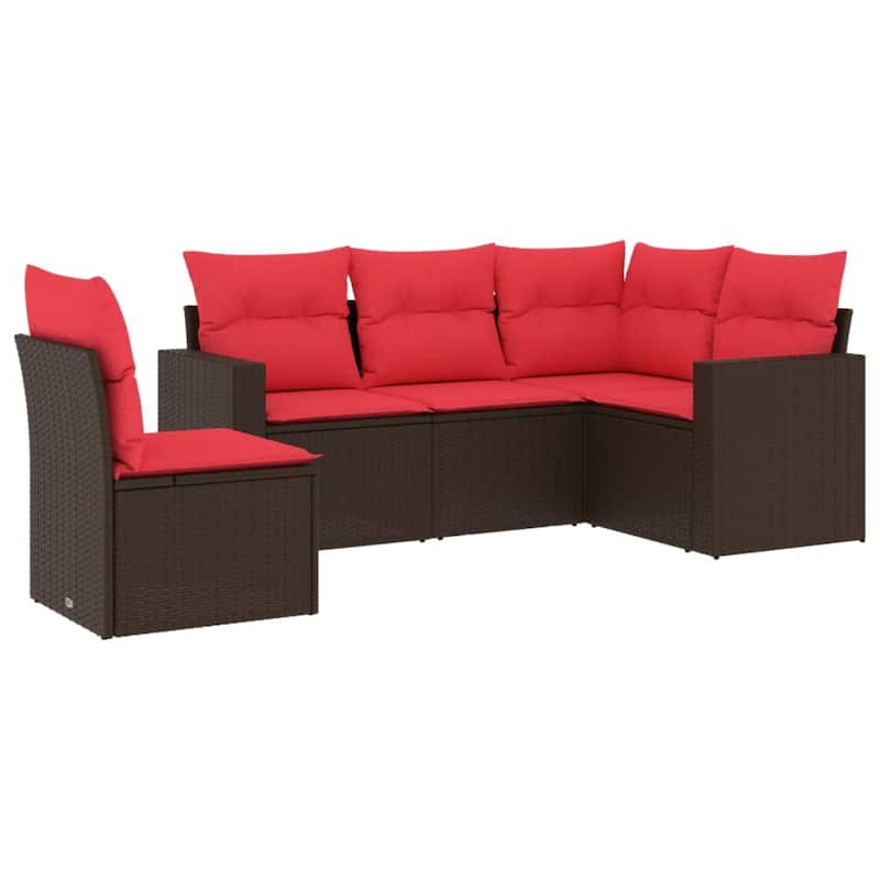 vidaXL Patio Sofa Set with Cushions Outdoor Conversation Furniture Poly Rattan - 25.8" x 24.4" x 27.2"