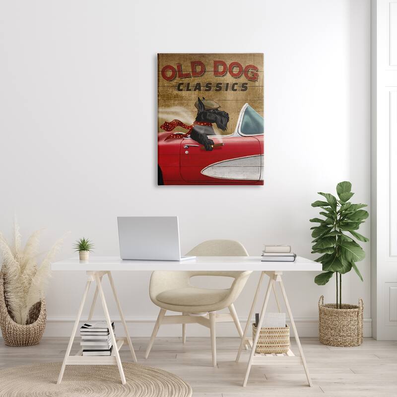 Stupell Old Dog Classics Scottish Terrier Cigar Sports Car Canvas Wall Art - Red