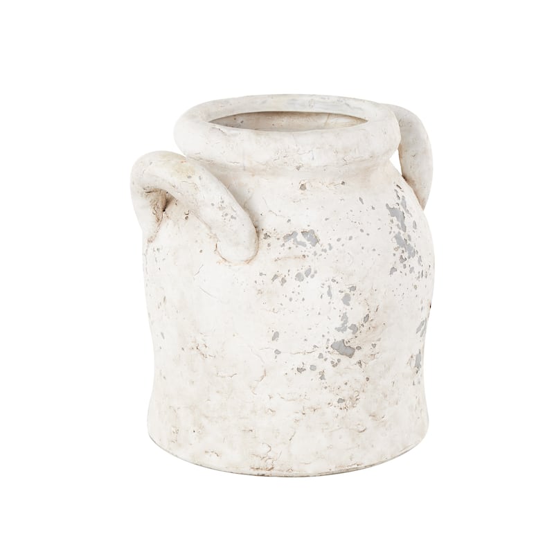 Ceramic Antique Style Distressed Vase with Handles - Cream or Pink - Roche River Decor