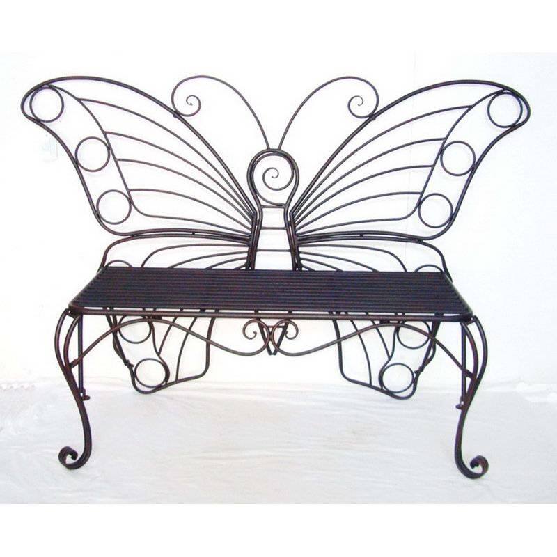Metal Outdoor 2-Seater Butterfly Garden Bench - 60” L x 17.7” W x 39.2” H - Black