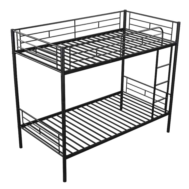 Twin Over Twin Metal Bunk Bed (Black)