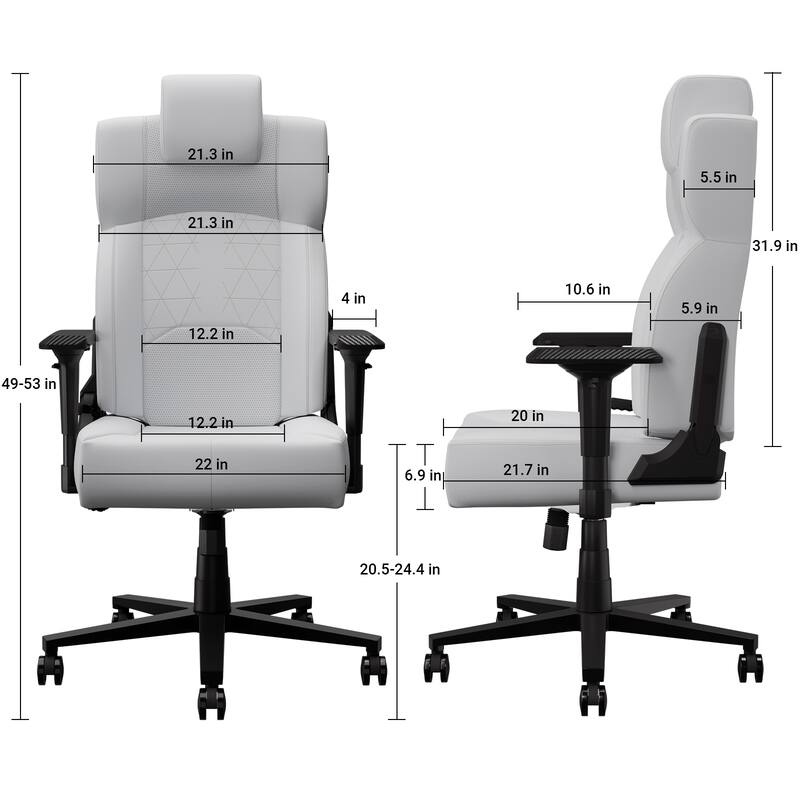 PU Leather Ergonomic Office Chair Gaming Chair with Lumbar Support Flip-Up Arms Headrest, for Adults, Women and Men, White