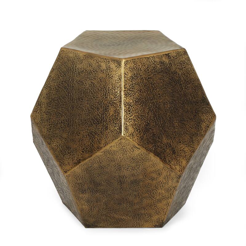 Gurnett Modern Glam Handcrafted Aluminum Pentagonal Accent Table, Antique Gold by Christopher Knight Home