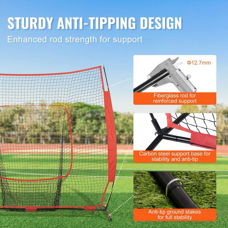 Portable 7x7 Baseball Training Net with Strike Zone and Carry Bag