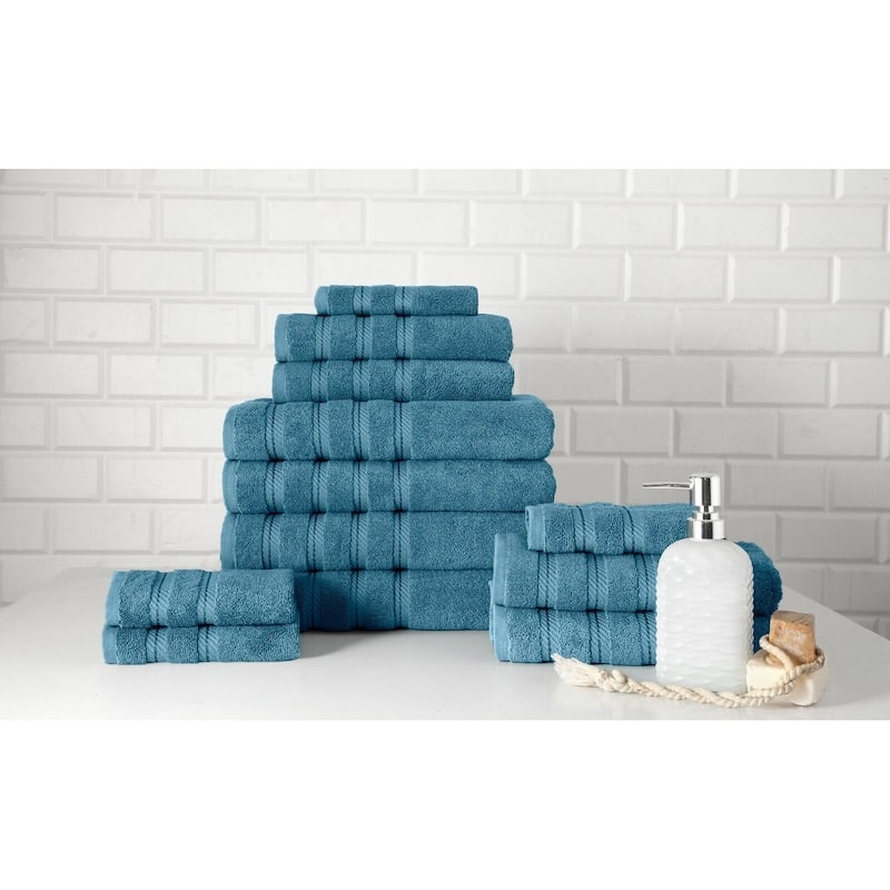 Antalya Hotel Collection Turkish Cotton Bathroom Towel 12 Pc Family Set