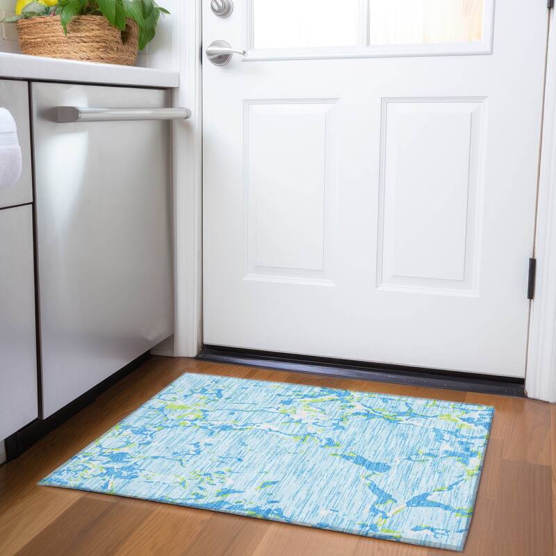 Premium Washable Super Soft Abstract Abrash Mayfield Rug - Sky - 1'8" x 2'6"
