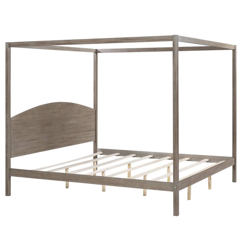 Merax Canopy Platform Bed with Headboard and Support Legs