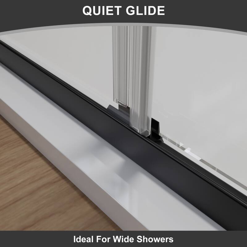 Semi-Frameless Double-sliding Shower Door with Tempered Clear Glass - 54 in.Wx72 in.H