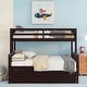 preview thumbnail 1 of 7, Wooden Twin-Over-Full Bunk Bed with Twin Size Trundle and 3 Drawers, Solid Wood Detachable Bunkbeds Frame, Space-Saving Design Espresso - Full