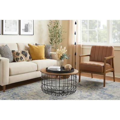 Reclaimed wood top with metal mesh base coffee table - 28"