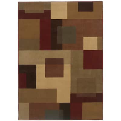 Antony Red Tan Geometric Contemporary Casual Area Rug