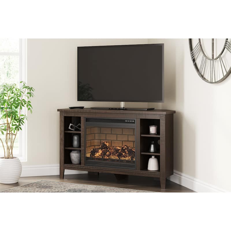 Signature Design by Ashley Arlenbry 48" Corner TV Stand with Electric Fireplace - 48"W x 15.75"D x 28.5"H
