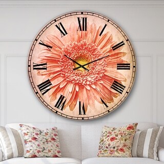 Designart 'Single Daisy on White Background' Oversized Floral Wall CLock