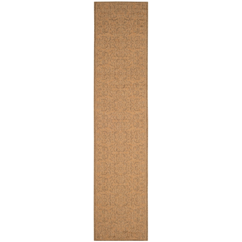 SAFAVIEH, Courtyard Orlanda Indoor/ Outdoor Waterproof Patio Backyard Rug - 2'3" x 10' Runner - Natural/Gold
