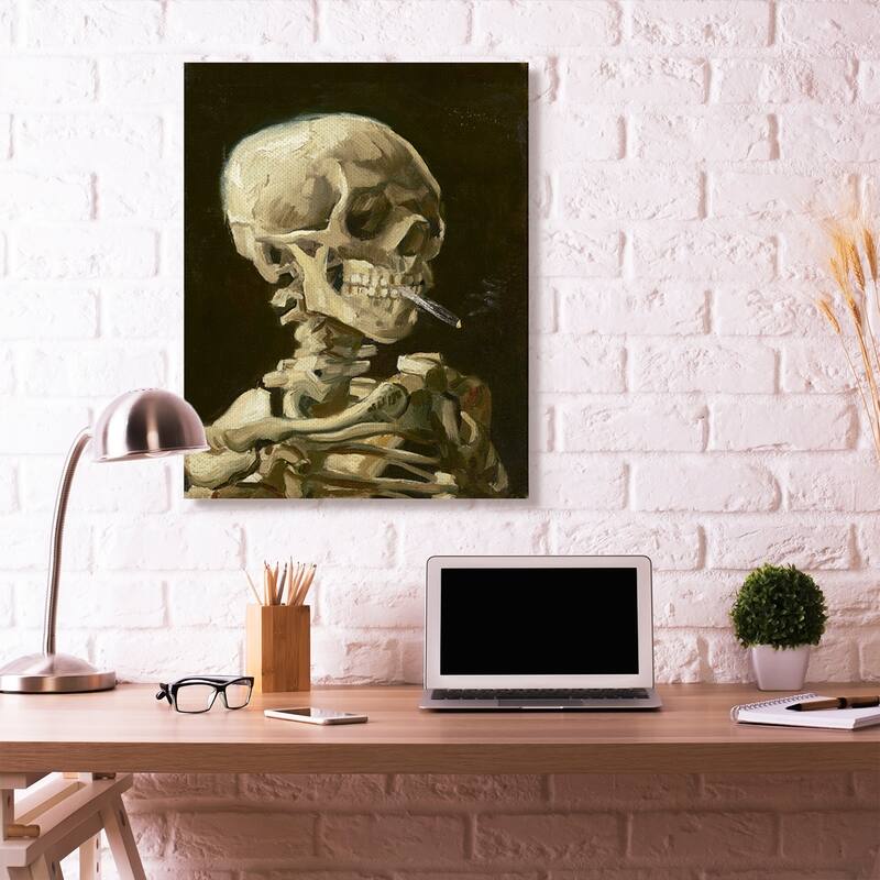 Stupell Skeleton With A Smoke Tan Black Van Gogh Classical Painting Canvas Wall Art
