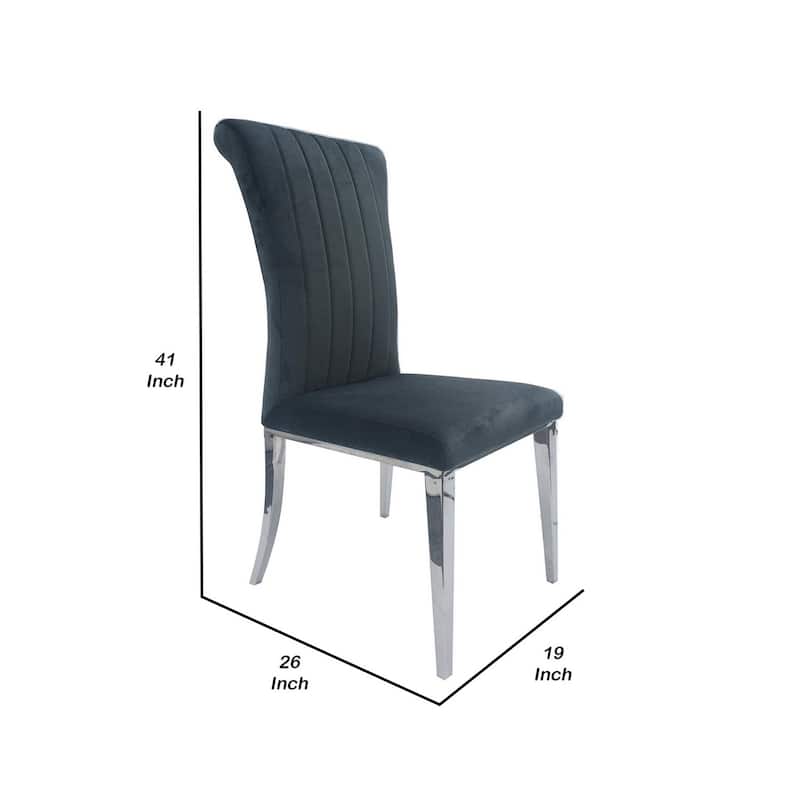 Silver/Gray Velvet Upholstered Metal Frame Dining Chair, Set of 2, Sturdy Dining Chair for Dining Rooms - 24.6