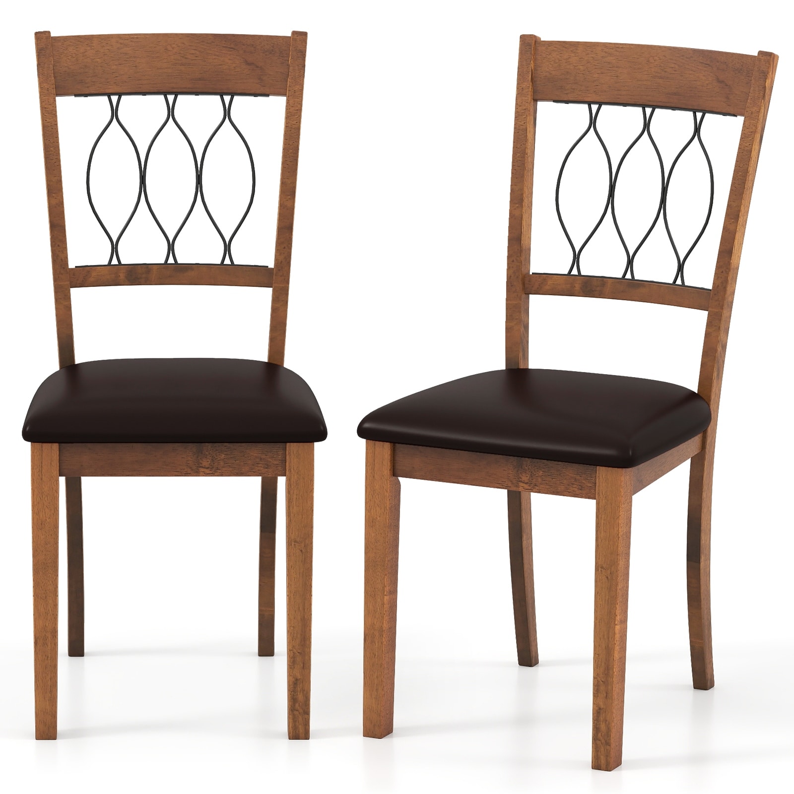 Gymax Fabric Dining Chair Set of 2 w/Padded Seat Elegant Backrest for
