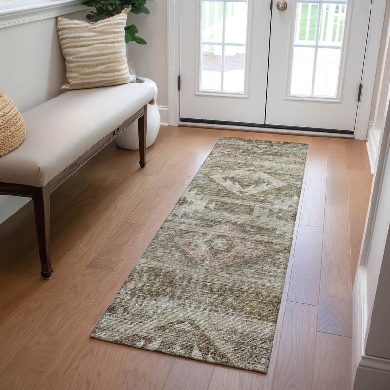 Machine Washable Indoor/ Outdoor Chantille Boho Tribal Rug