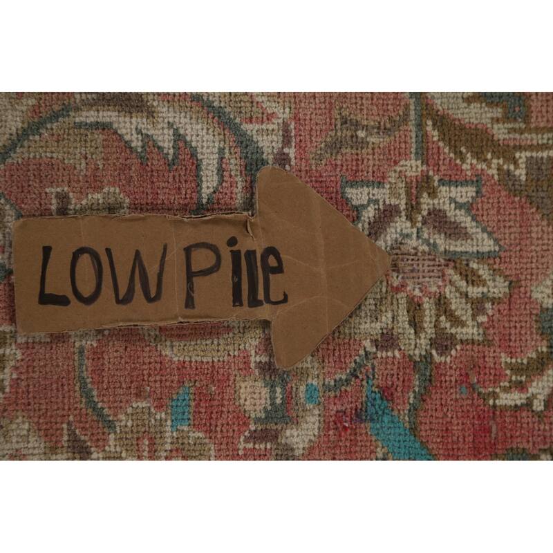 Hand Knotted Oriental 100% Wool Carpet Traditional Floral Pink Mashad Area Rug - 13' 9'' X 9' 7''