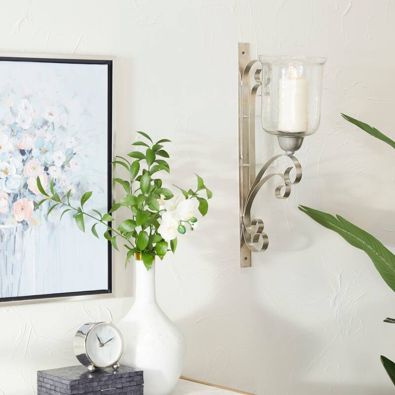 Sleek Metal Single Candle Wall Sconce - Gold, Silver, Black - Silver
