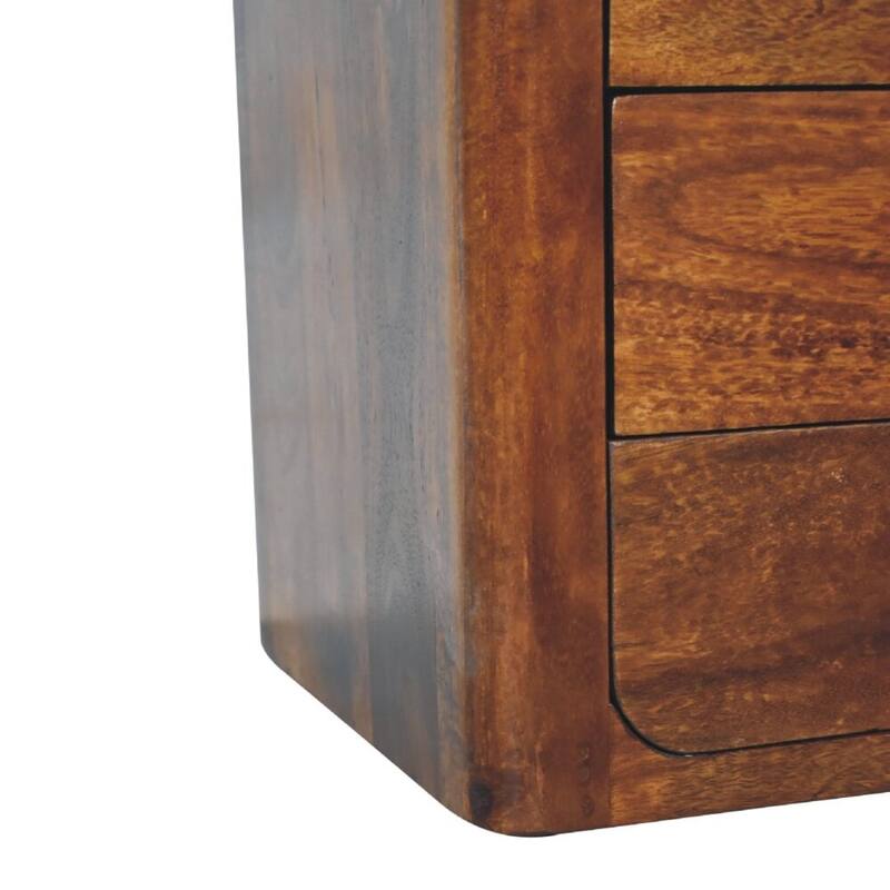 Artisan Furniture Solid Wood Luca Nightstand, Brown with 3 Drawers