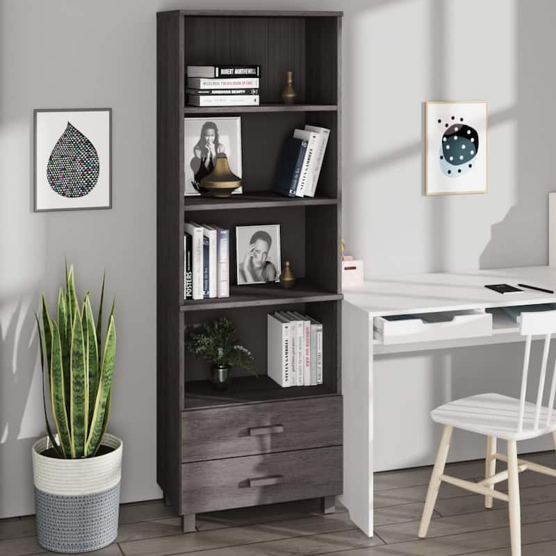 vidaXL Cabinet Bookshelf Entryway Cabinet with Storage HAMAR Solid Wood Pine - 23.6"x13.8"x70.9" - Light Gray