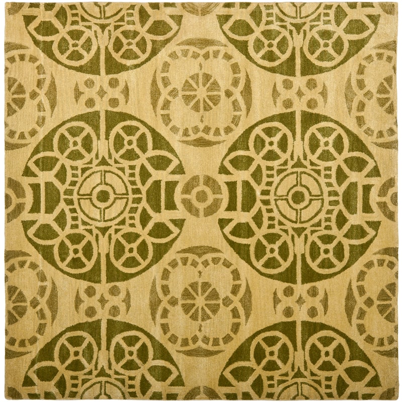 SAFAVIEH Handmade Wyndham Dinie Modern Wool Rug - 7' Square - Honey/Green