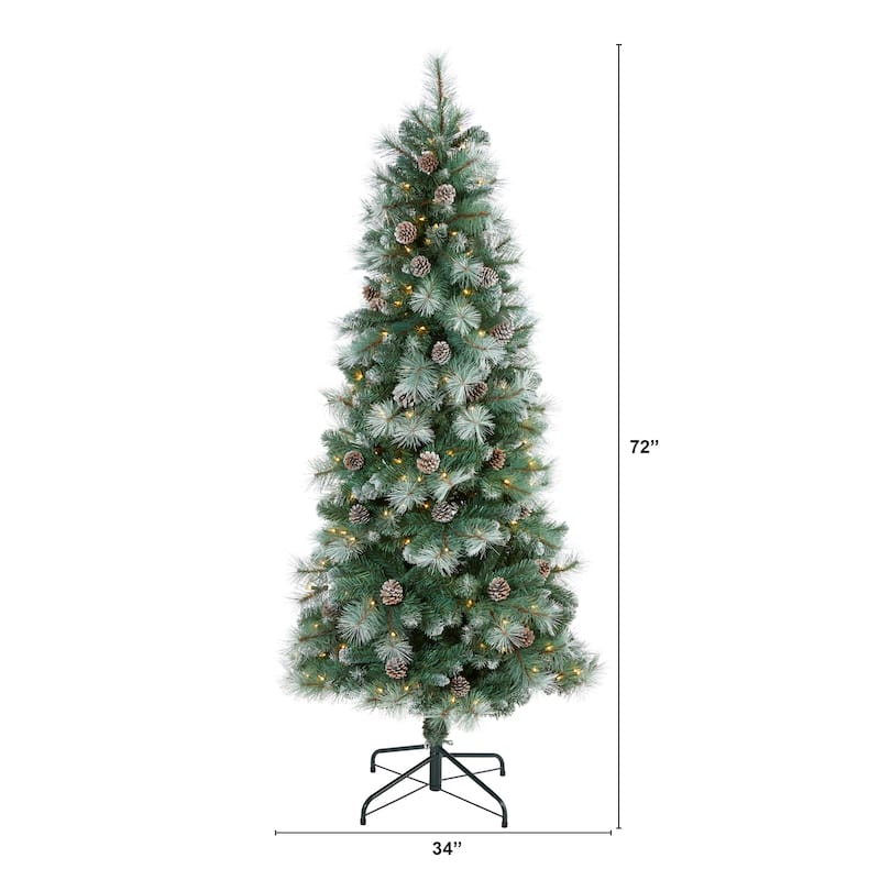 6' Frosted Tip British Columbia Mountain Pine Artificial Christmas Tree with 250 Clear Lights,