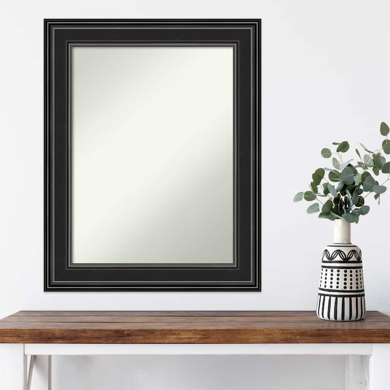 Non-Beveled Wall Mirror - Ridge Black Frame