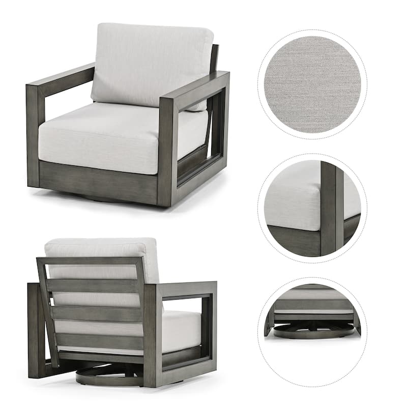5-Person Aluminum Patio Conversation Set with Swivel Chairs, Hand-painted Frame and Cushions