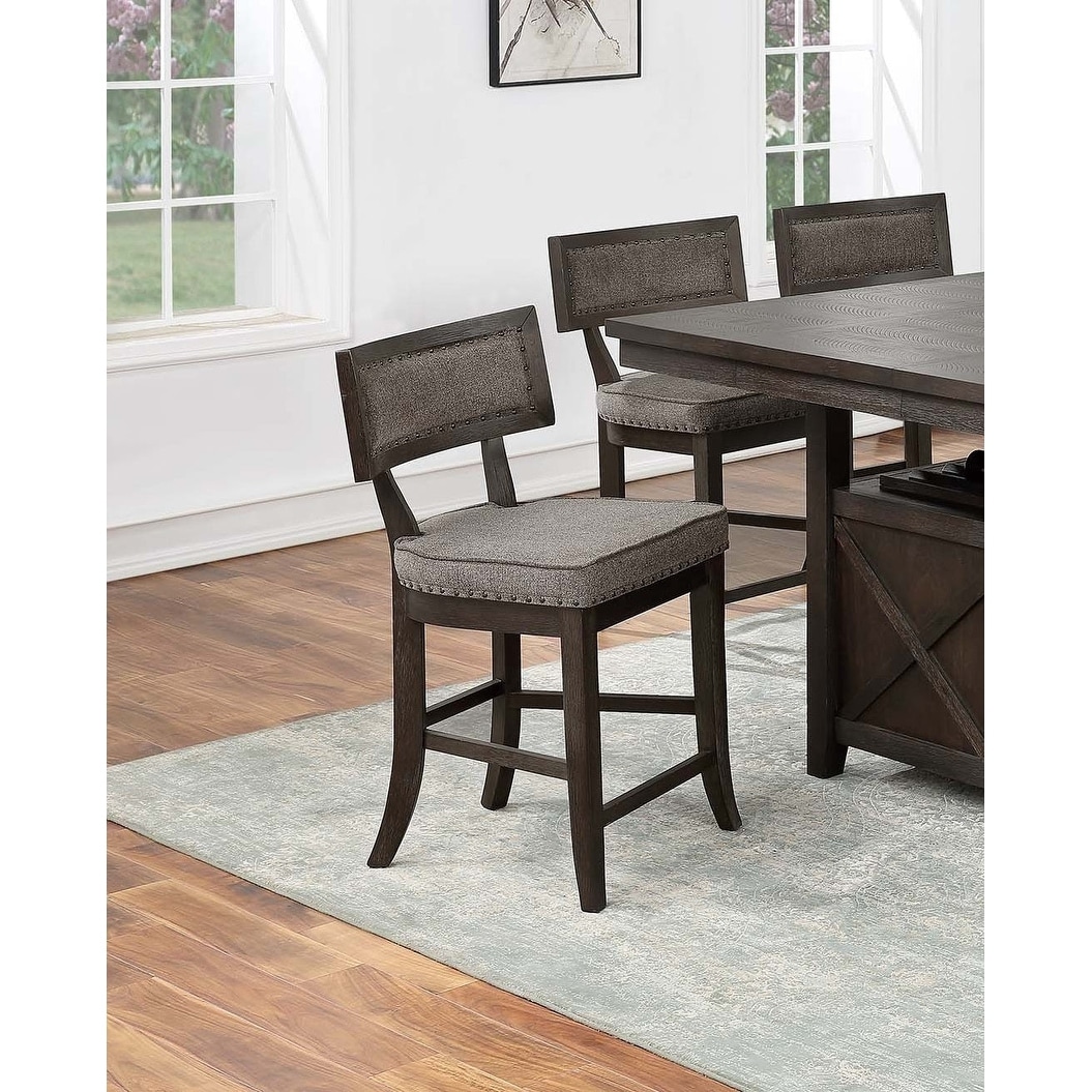 Transitional Dining Chairs Espresso Finish Nailhead Trim