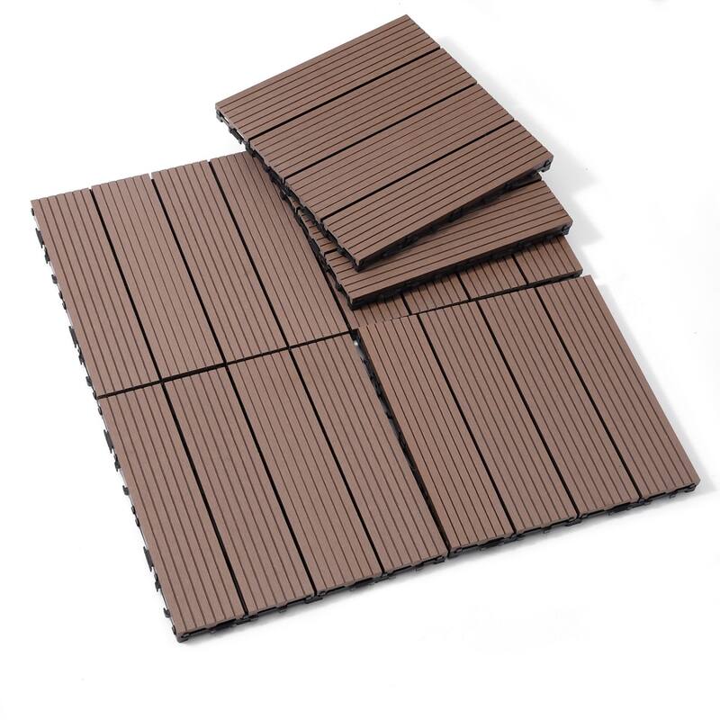 11.8" x 11.8" square wood-plastic composite deck tiles