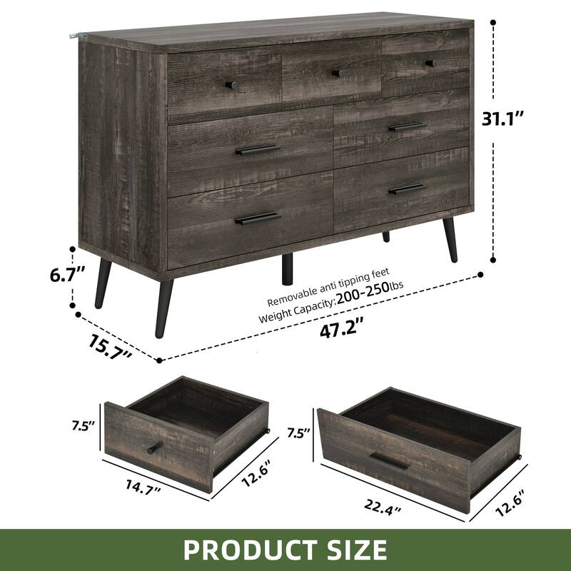 Moasis 47" W 6 Drawers Double Dresser for Bedroom, Chests of drawers