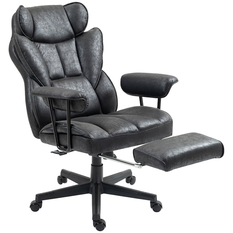 Heated Massage Executive Office Chair with 6 Vibration Points, Reclining Desk Chair with Lumbar Support and Footrest
