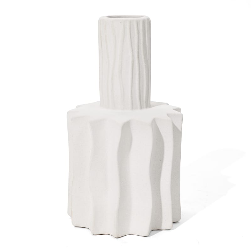White Fluted Stoneware Table Vase (Single)