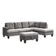 preview thumbnail 5 of 14, Fabric Tufted Sofa Set in Grey with Chaise Lounge and Storage Ottoman - 102"Wx70"Dx35"H